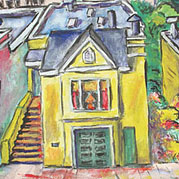 Painting of a yellow house