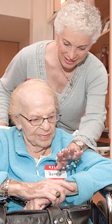 woman shops with resident